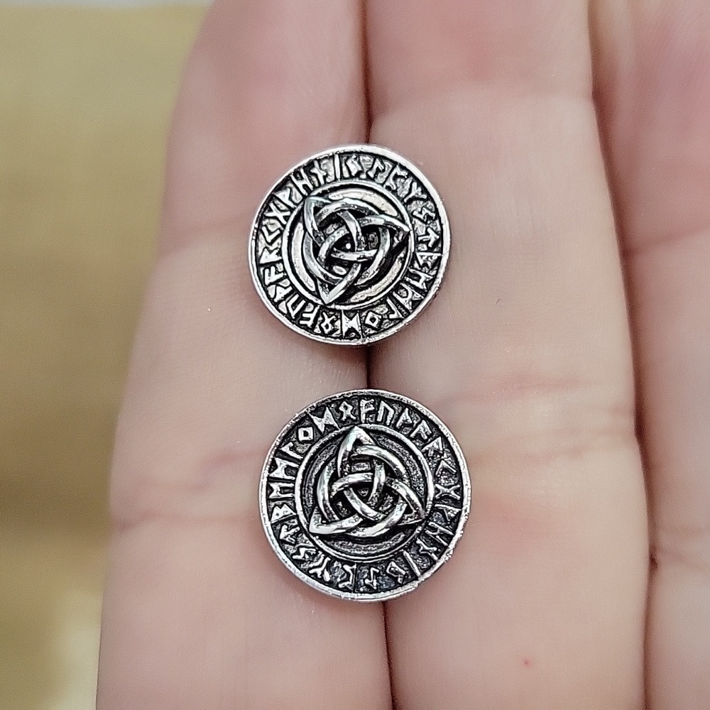 VIKING RUNE MEDALLION STUD EARRINGS